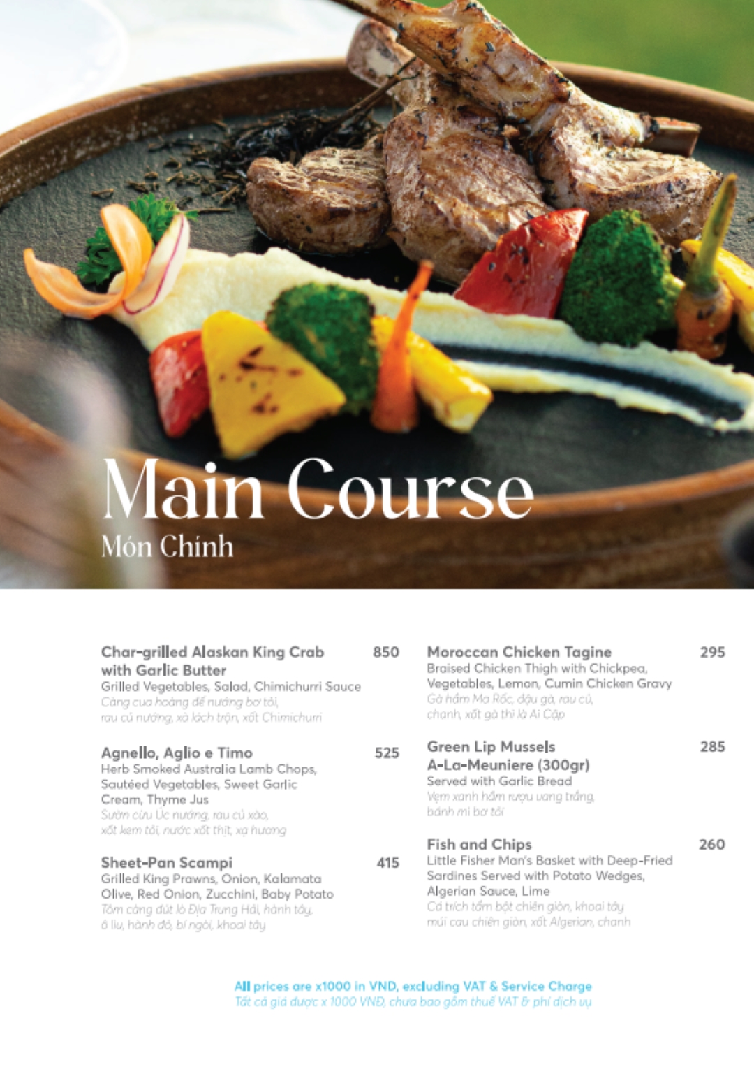 Review menu bữa ăn trong Dhawa Hồ Tràm